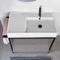 Console Sink Vanity With Ceramic Sink and Grey Oak Shelf, 35